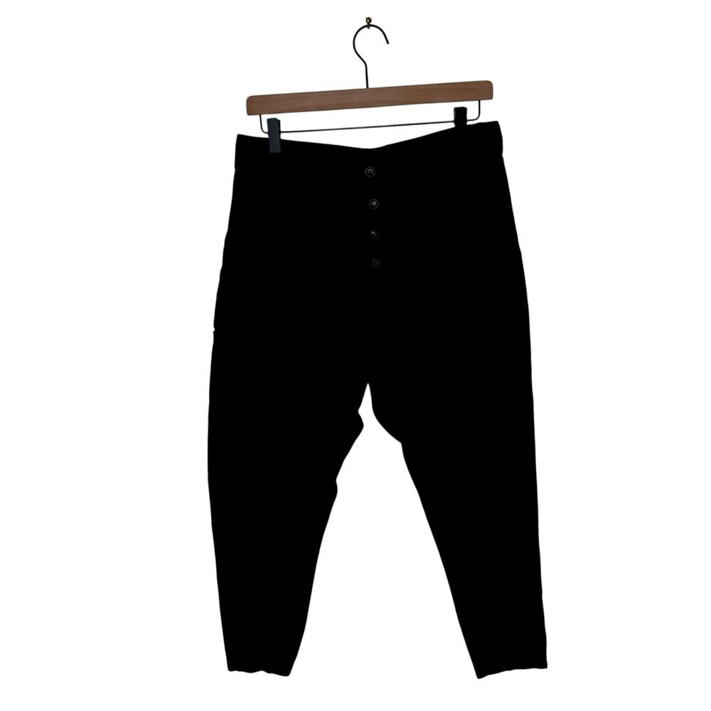 PRAIRIE UNDERGROUND Organic Cotton Ribbed Inseam Button Front Pants Black Small